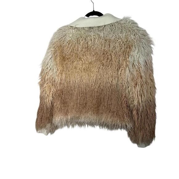 VOLCOM Stone Row Furrankie Shag Faux Fur Pink Ombre Jacket Sz L Western Festival - Picture 4 of 6